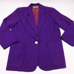 Vintage Bright Purple Blazer Women's Forenza Size M 80's Shoulder Pads